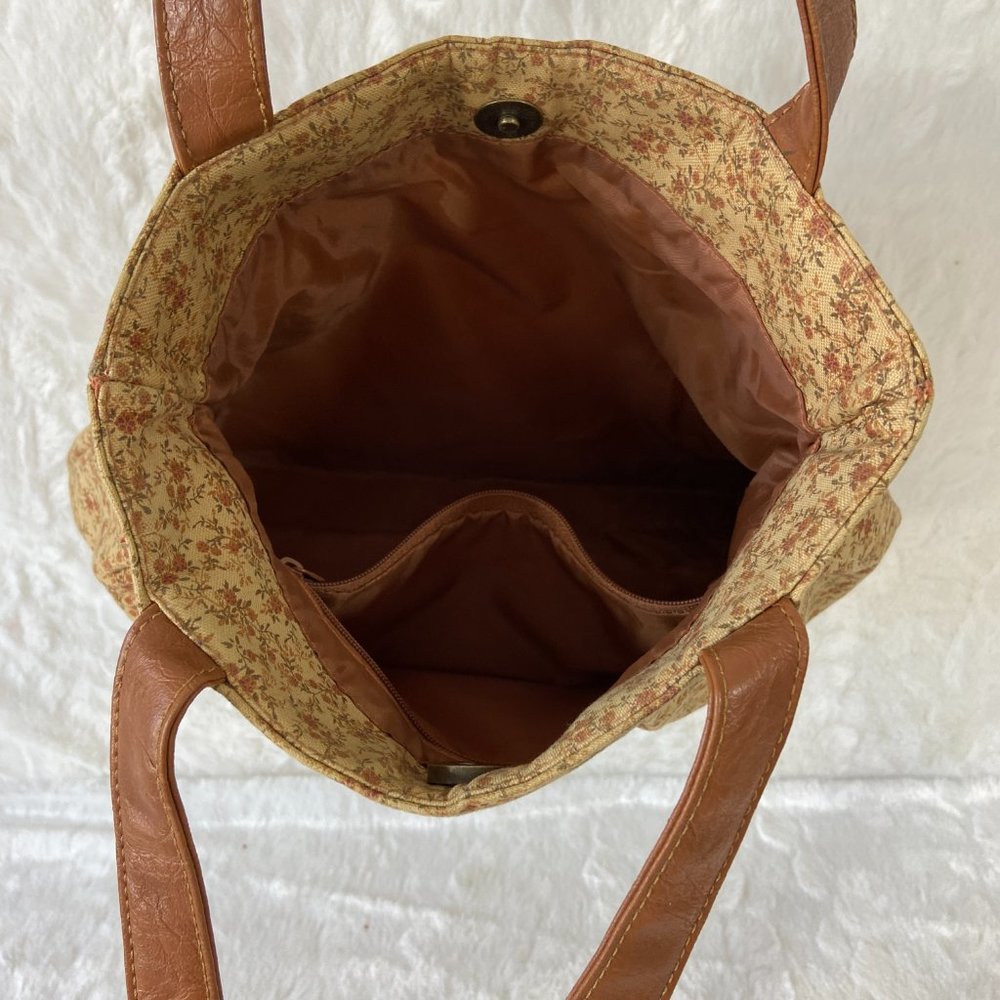 Longaberger Mini Floral Print  Purse Shoulder Handbag Beige Autumn Fall - Picture 4 of 7